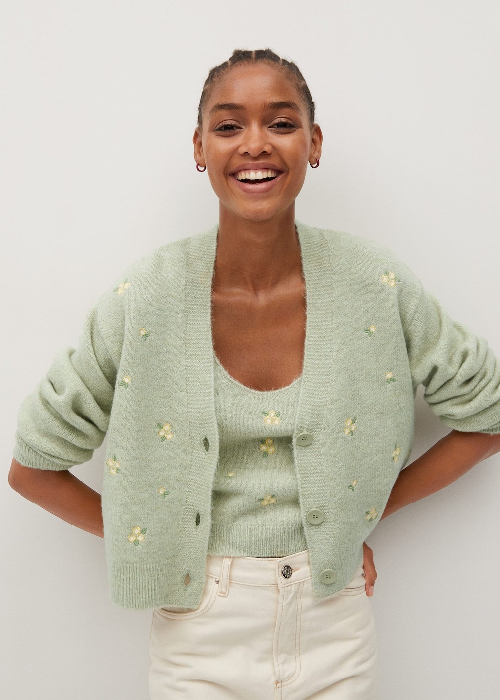 Flowers embroidery cardigan | MANGO (US)