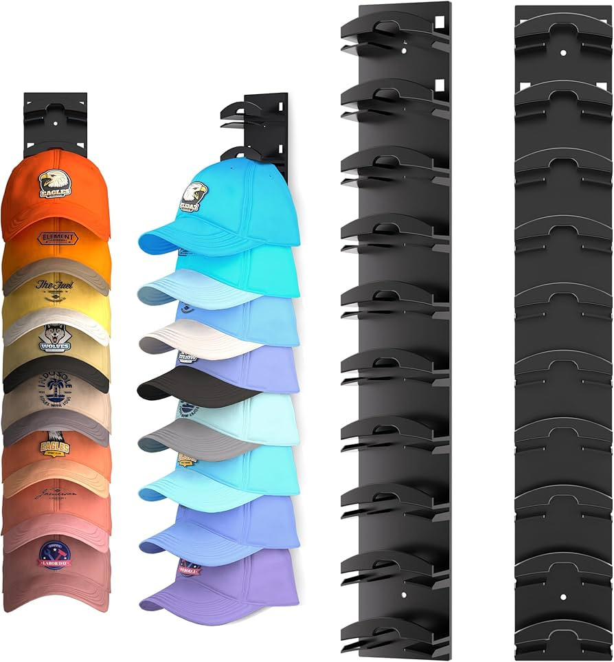 Hat Organizer for Baseball Caps 2Pack, Hat Rack for Wall with Strong Adhesive Hold up to 20 Hats,... | Amazon (US)