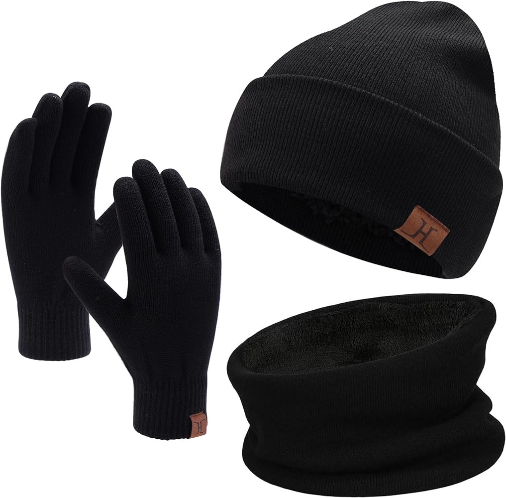 Winter Beanie Hat Scarf Touchscreen Gloves Set for Men and Women, Beanie Gloves Neck Warmer Set w... | Amazon (US)