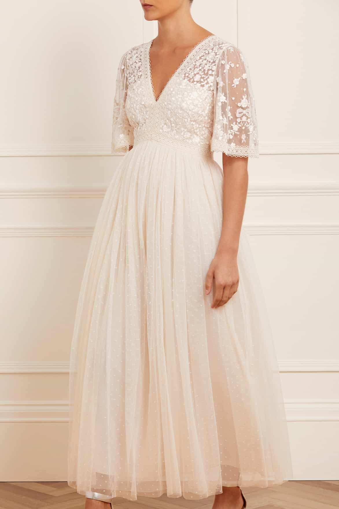 Celestia Ribbon Bodice Ankle Gown | Needle & Thread