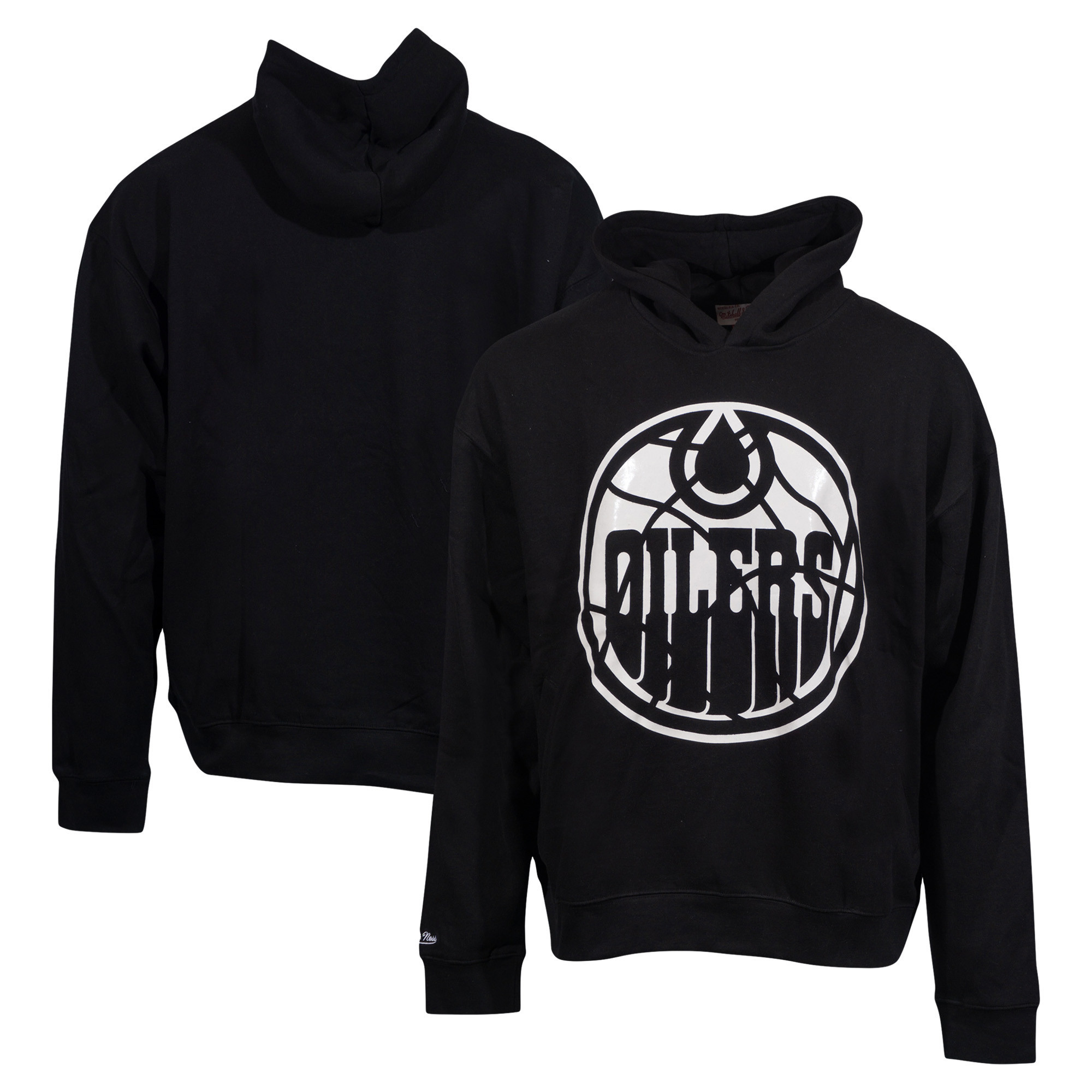 Unisex Mitchell & Ness Black Edmonton Oilers Stain Glass Oversized Pullover Hoodie | Fanatics