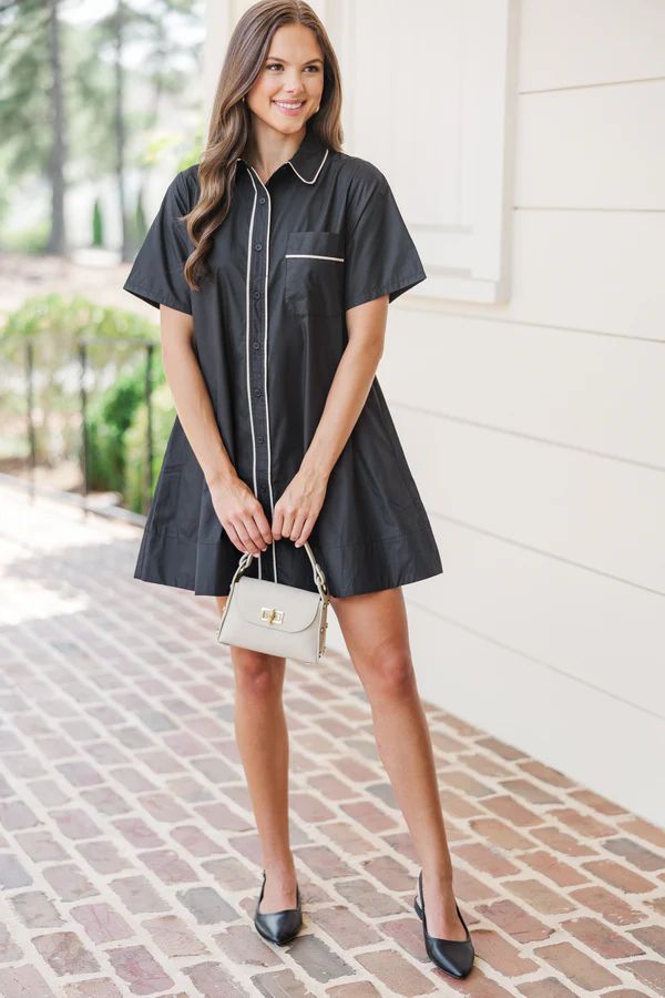 Take You Away Black Button Down Dress | The Mint Julep Boutique