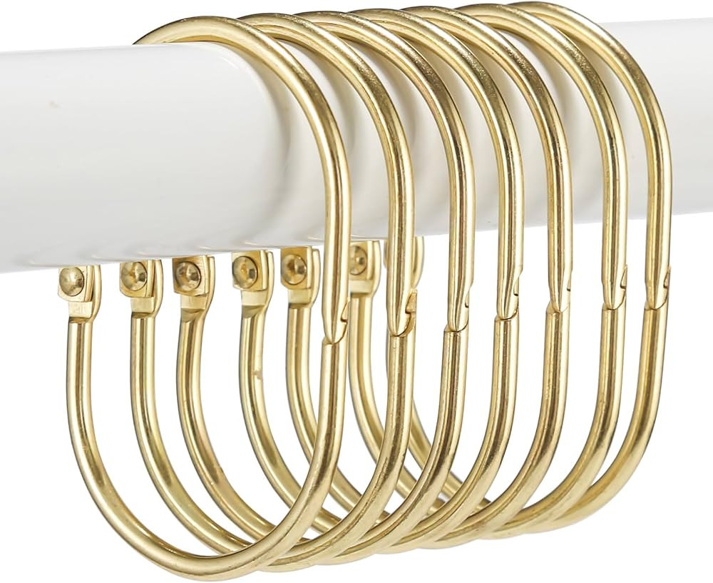 Goowin Shower Curtain Rings, 12 Pcs Shower Curtain Hooks, Oval Snap Shower Rings for Curtain, Met... | Amazon (US)