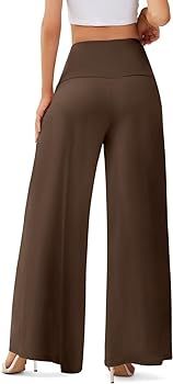 JZC Women's Palazzo Lounge Pants Stretchy Wide Leg Casual Pants Comfy High Waist Flowy Pants S-3X... | Amazon (US)