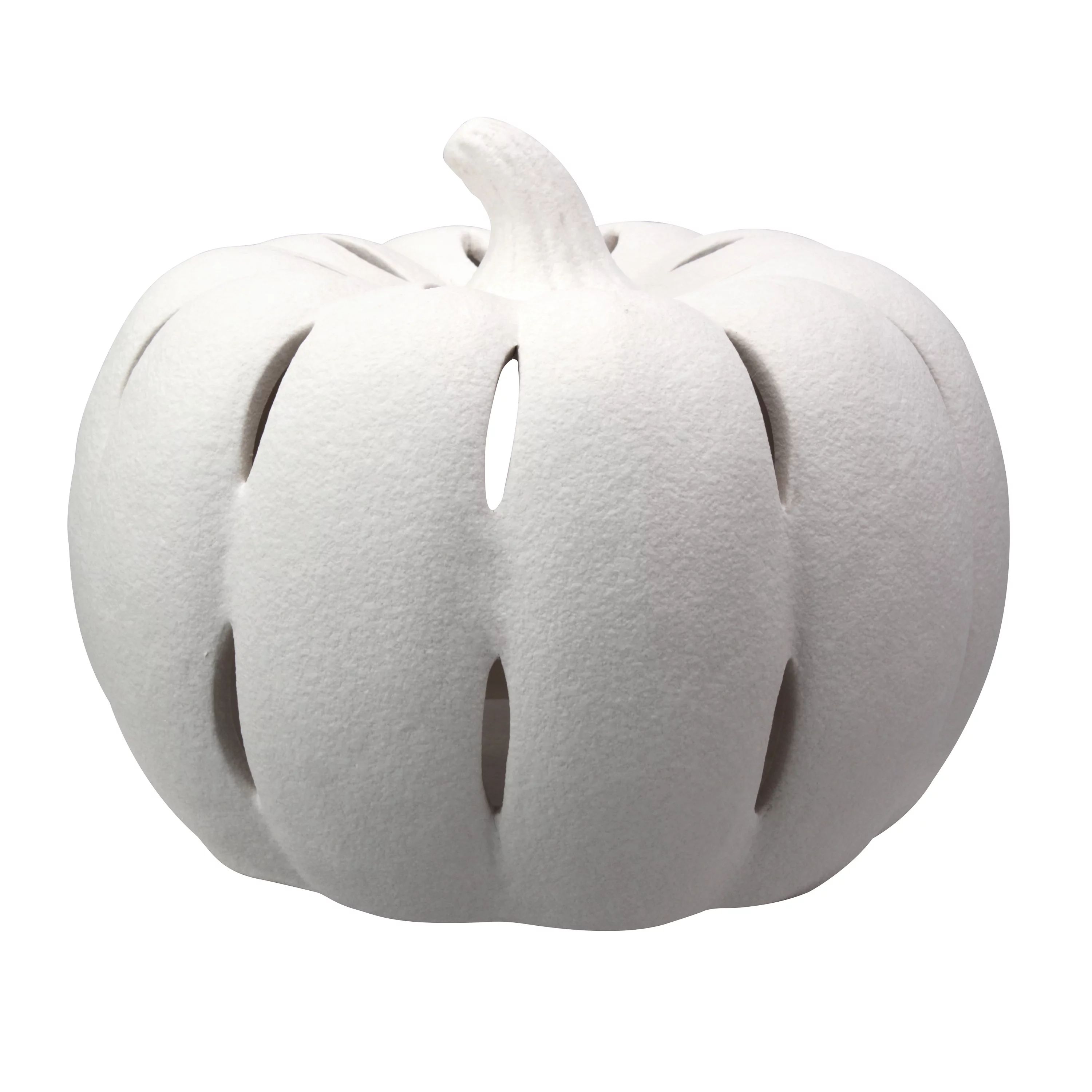 Better Homes and Gardens Ceramic Pumpkin Luminary Candle Holder, Large, White | Walmart (US)