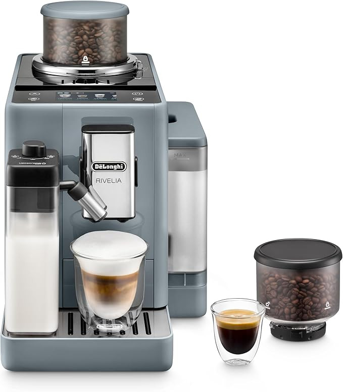 De'Longhi Rivelia Automatic Espresso Machine, Grinder & Frother, Easy Bean Switching, Pebble Gray | Amazon (US)