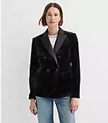 Tall Satin Trim Velvet Tuxedo Blazer | LOFT