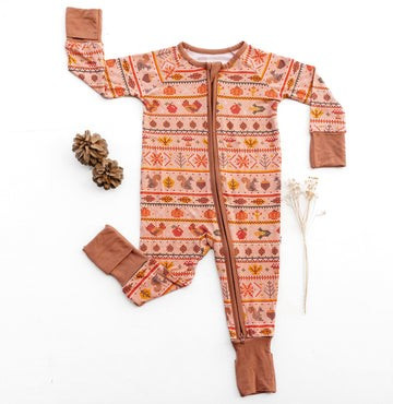 Harvest Fair Isle Bamboo Viscose Zippy | Little Sleepies