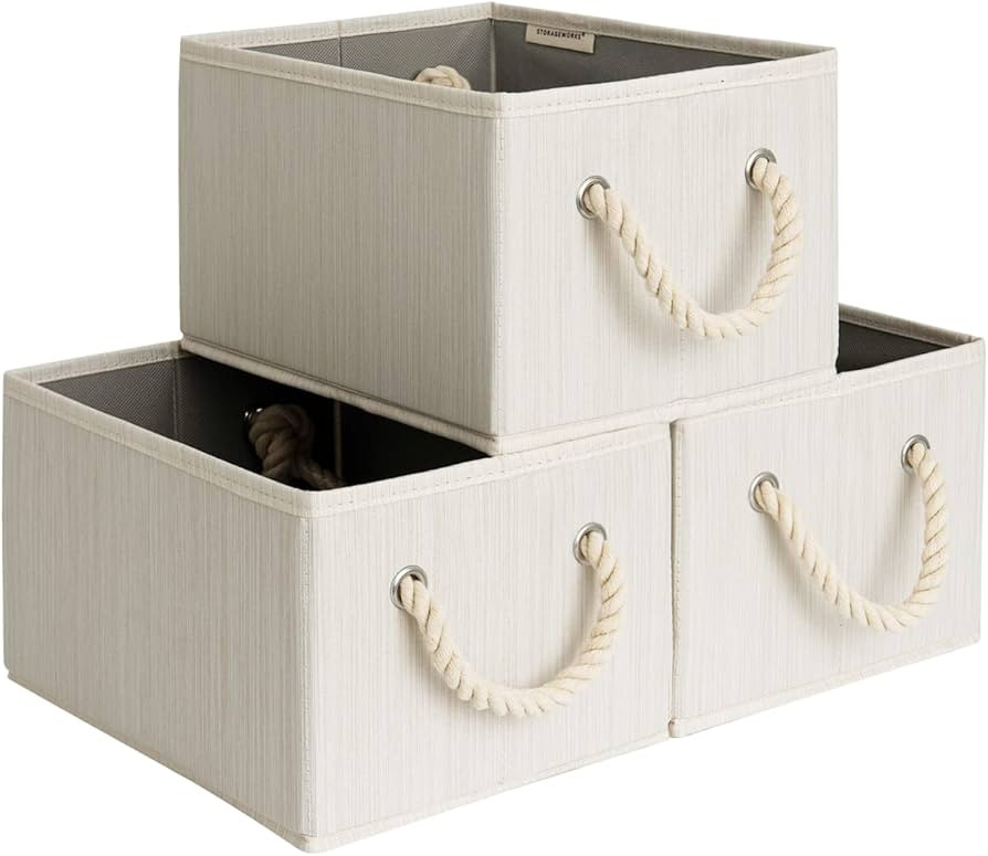 StorageWorks Storage Baskets for Organizing Shelves , Foldable Fabric Storage Bins with Handles, ... | Amazon (US)