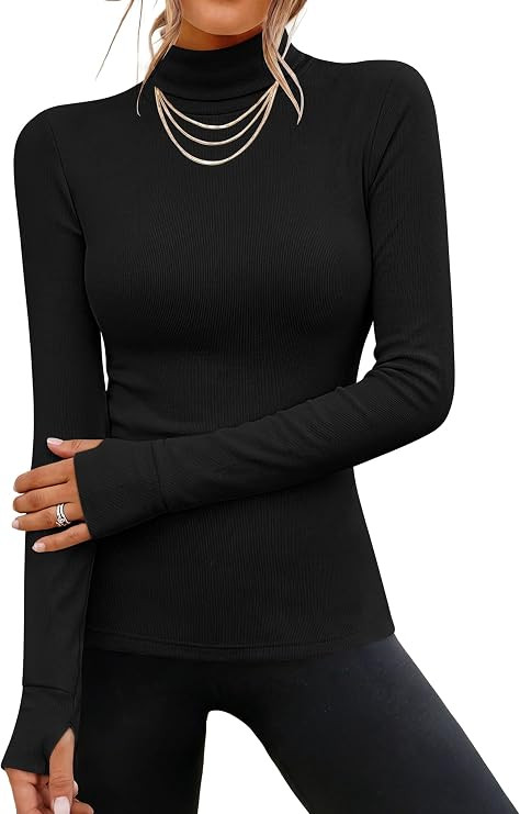 ANRABESS Womens Long Sleeve Turtleneck Thermal Tops Fall Undershirts | Amazon (US)