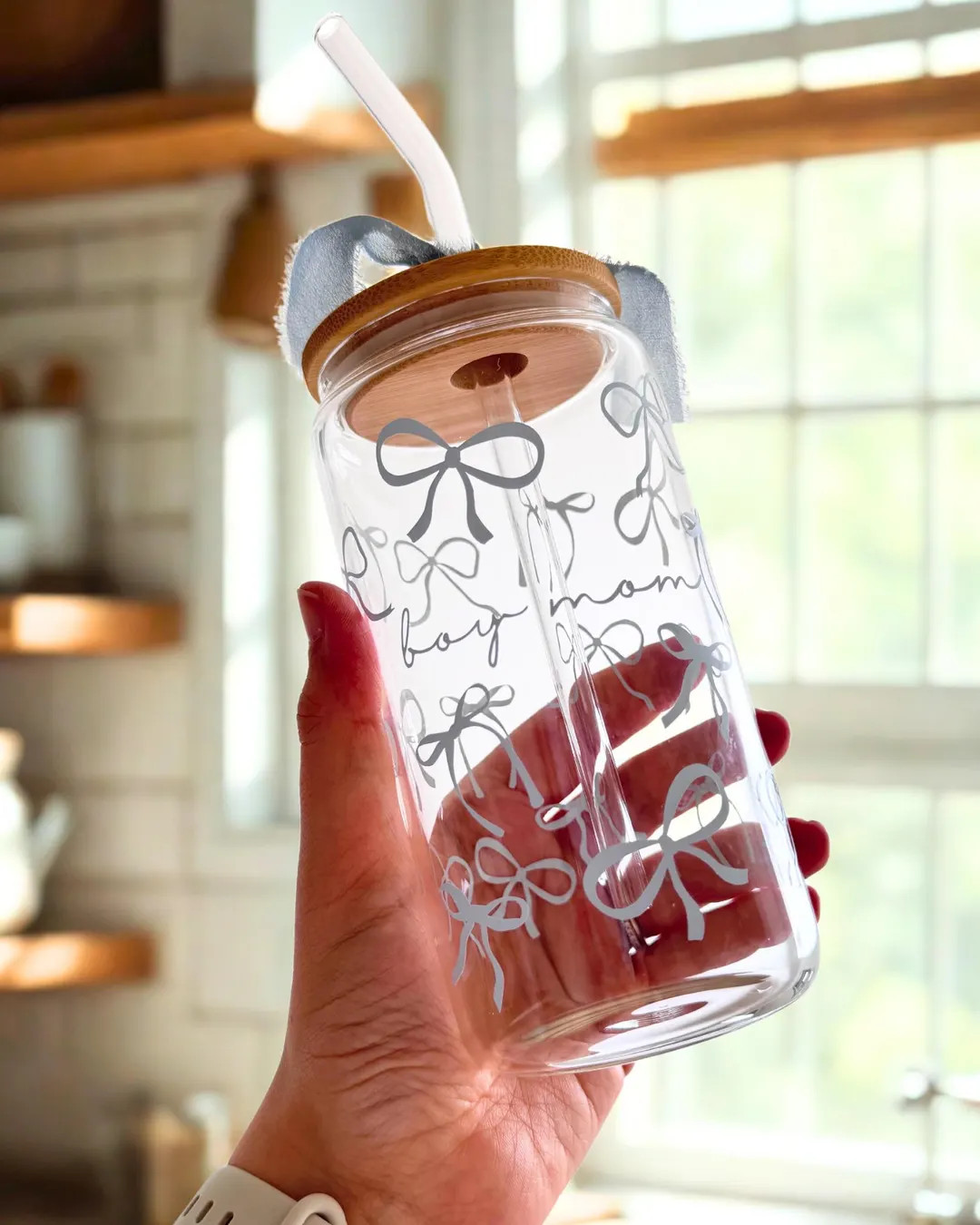 Bow Glass Cup | Girl Mom | Boy Mom | Personalized | Baby Shower | Valentine’s Gift | Glass Tumb... | Etsy (US)