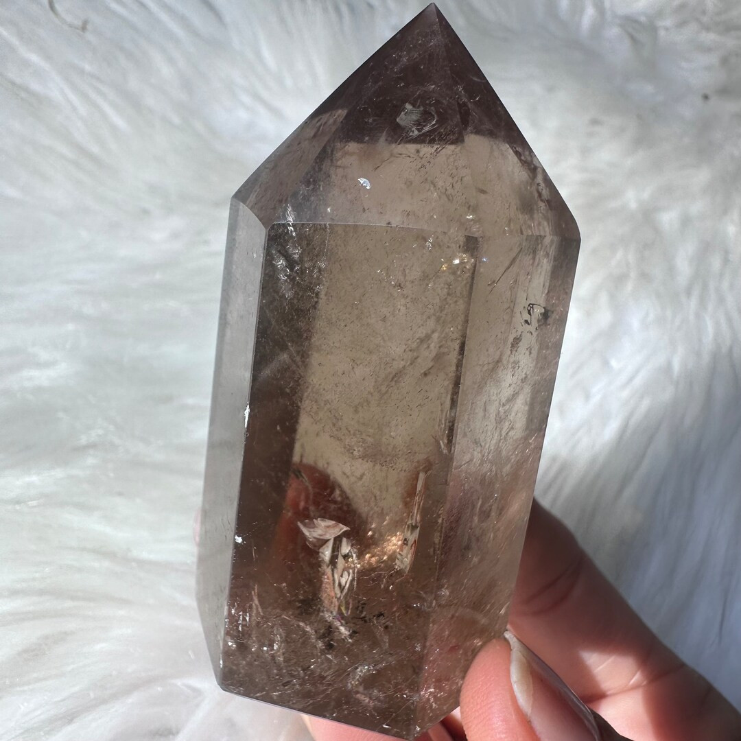 Flashy Smoky Quartz Tower with Rainbows / Smoky Quartz Crystal Point with Rainbows & Mica 121g | Etsy (US)