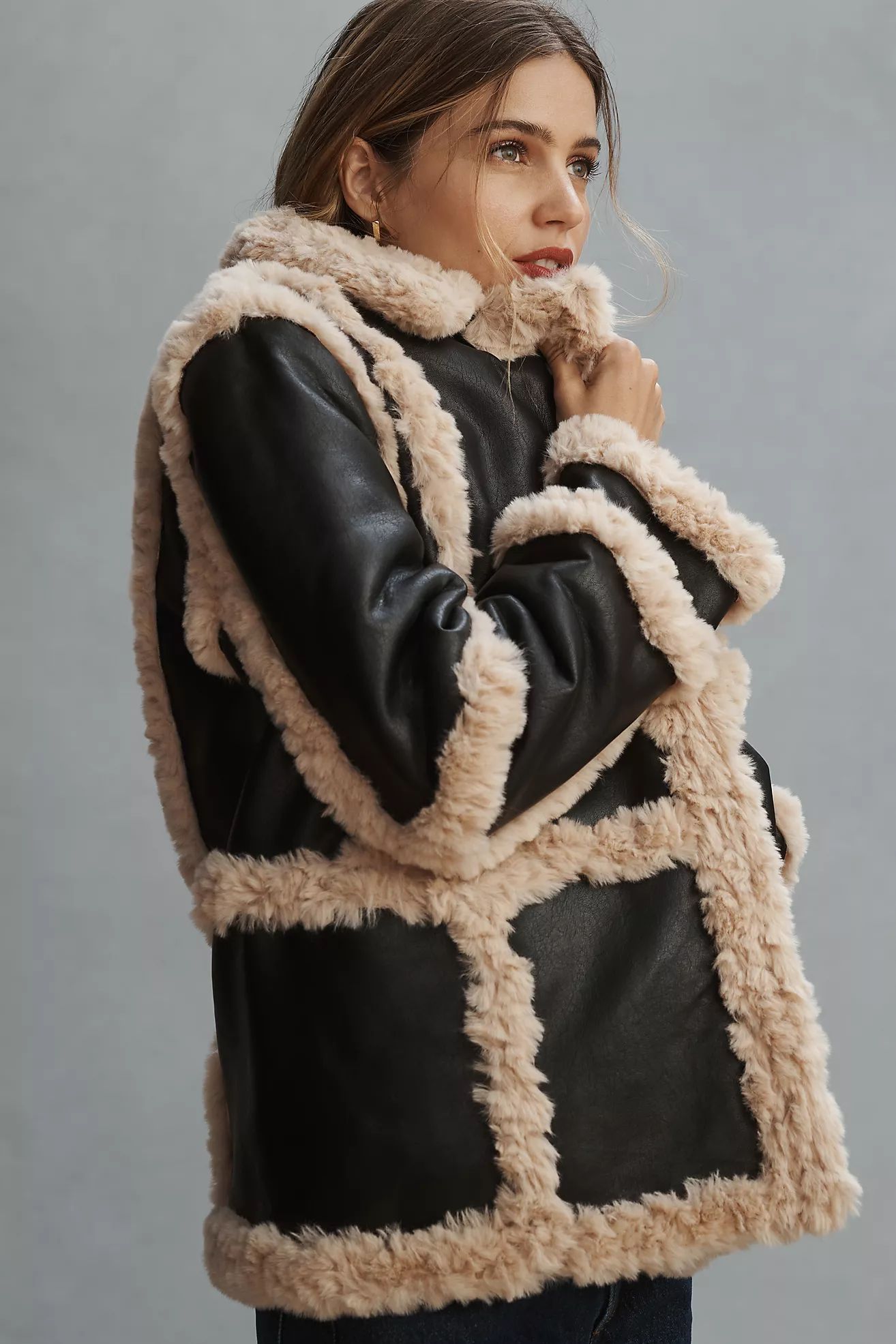 Unreal Fur Gate Keeper Oversized Faux Leather Shearling Jacket | Anthropologie (US)