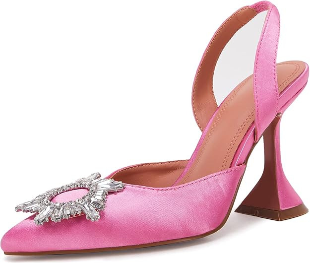 VETASTE Women's High Heel Crystal Slingback Pumps Pointed Toe Strappy Triangle Heeled Party Weddi... | Amazon (US)