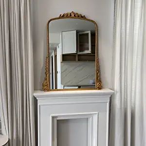 Vintage Exquisite Carved Vanity Mirror Porch Decoration Hanging Mirror French Fireplace Hanging M... | Amazon (US)