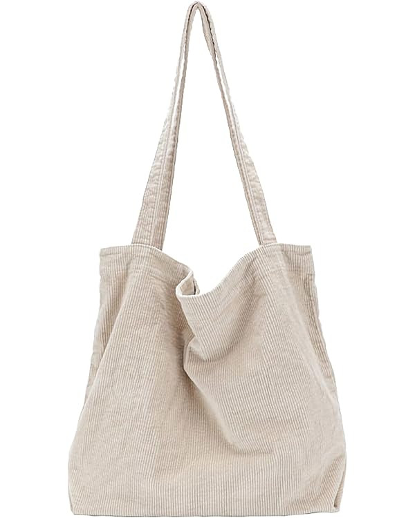 ALUWU Corduroy Tote Bag for Women Canvas Shoulder Handbags Cute Large Purse | Amazon (US)