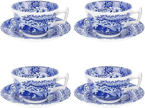 Amazon.com: Spode Blue Italian Teacups and Saucers - Set of 4 : Home & Kitchen | Amazon (US)