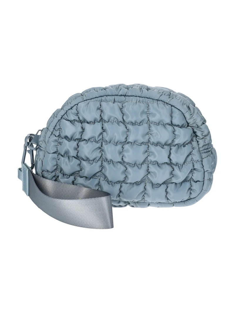 No Boundaries Women's Quilted Pouch Bag Charm, Platinum | Walmart (US)
