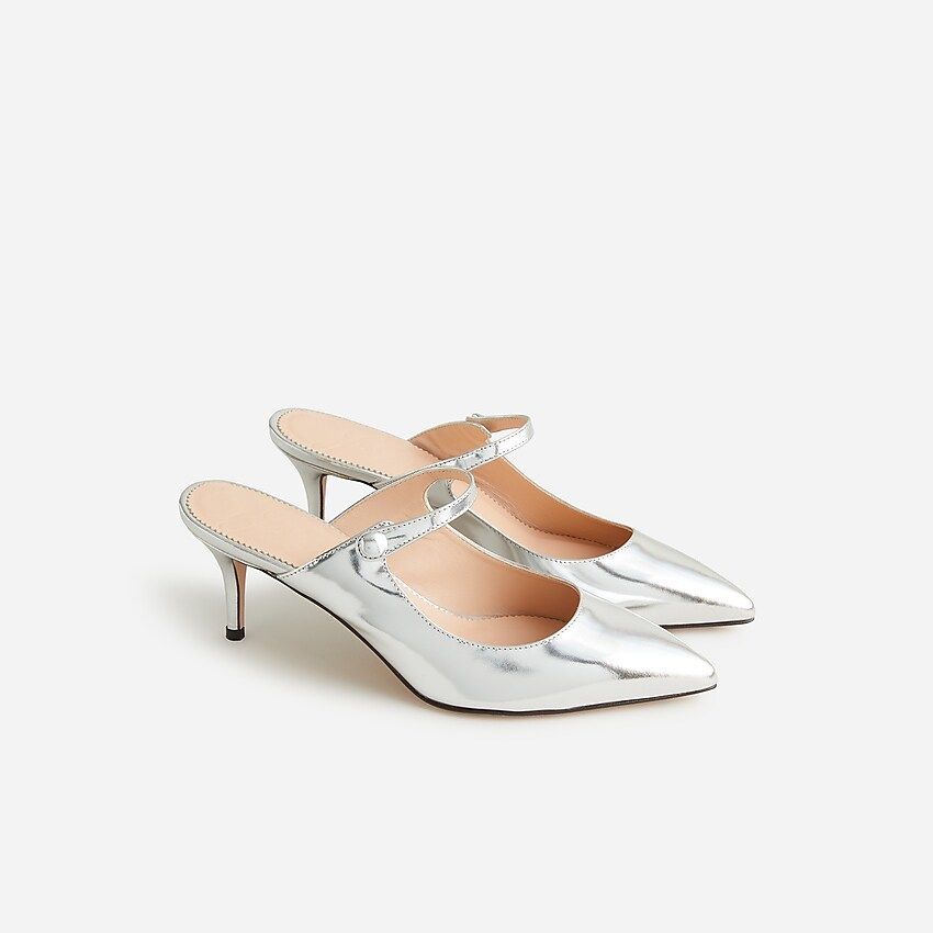 Colette mule heels in Italian specchio leather | J.Crew US