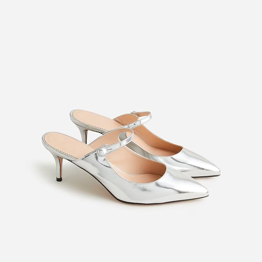 Colette mule heels in Italian specchio leather | J.Crew US
