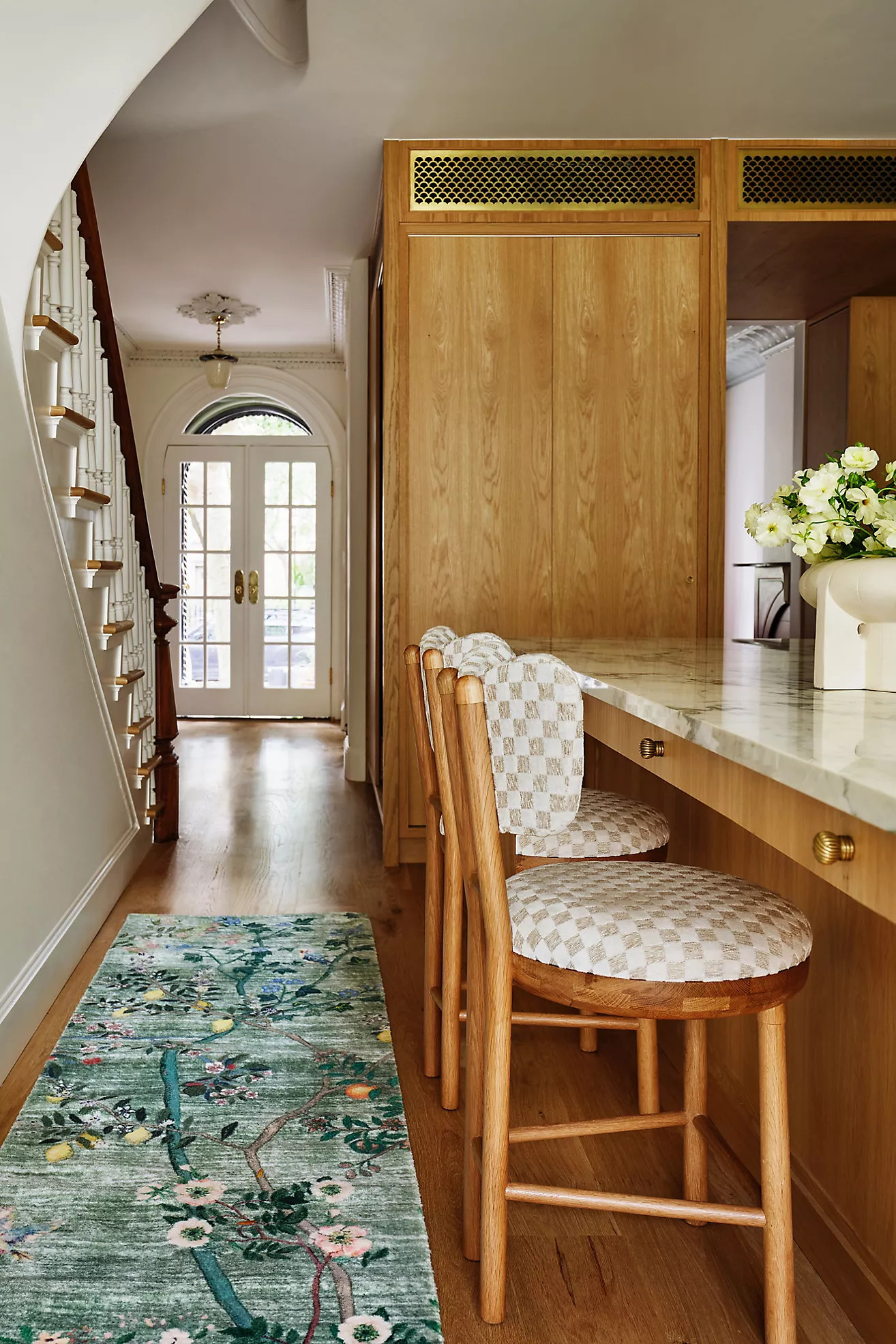 Irie Carmine Jacquard Oak Wood Counter Stool | Anthropologie (US)