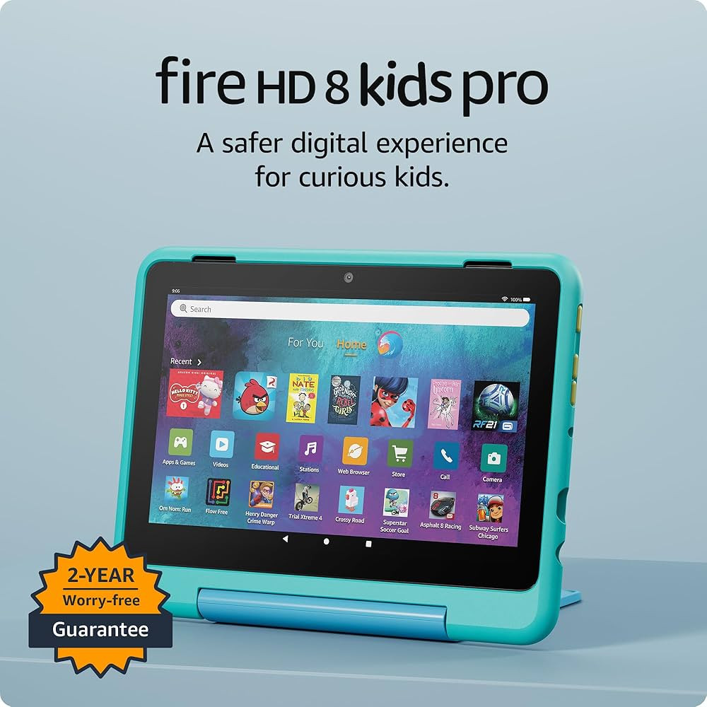 Amazon Fire HD 8 Kids Pro tablet (newest model), ages 6-12. Bright 8" HD screen, includes ad-free... | Amazon (US)