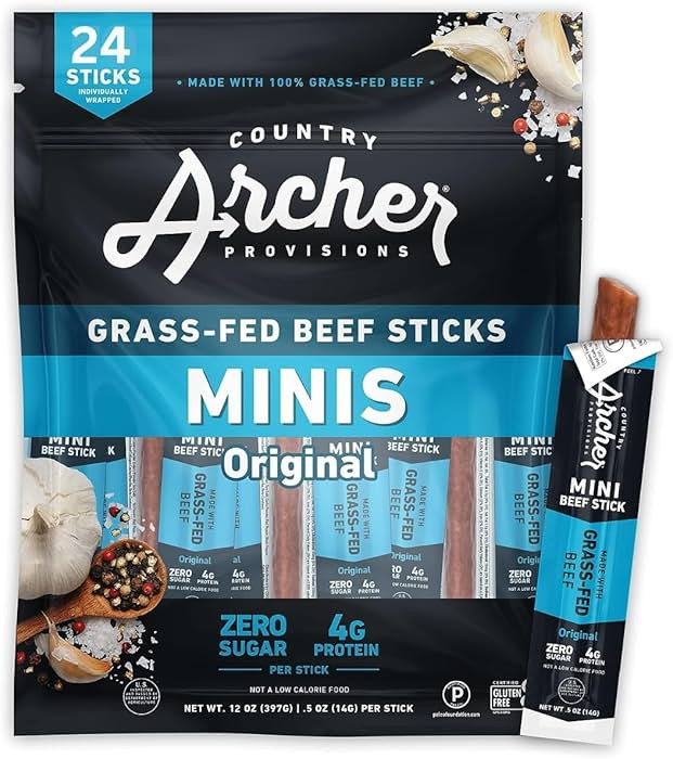 Original Minis Cntry Archer Grass Fed, Original Beef Stick 0.5oz, 24 Sticks - Archr Mini Beef Sti... | Amazon (US)
