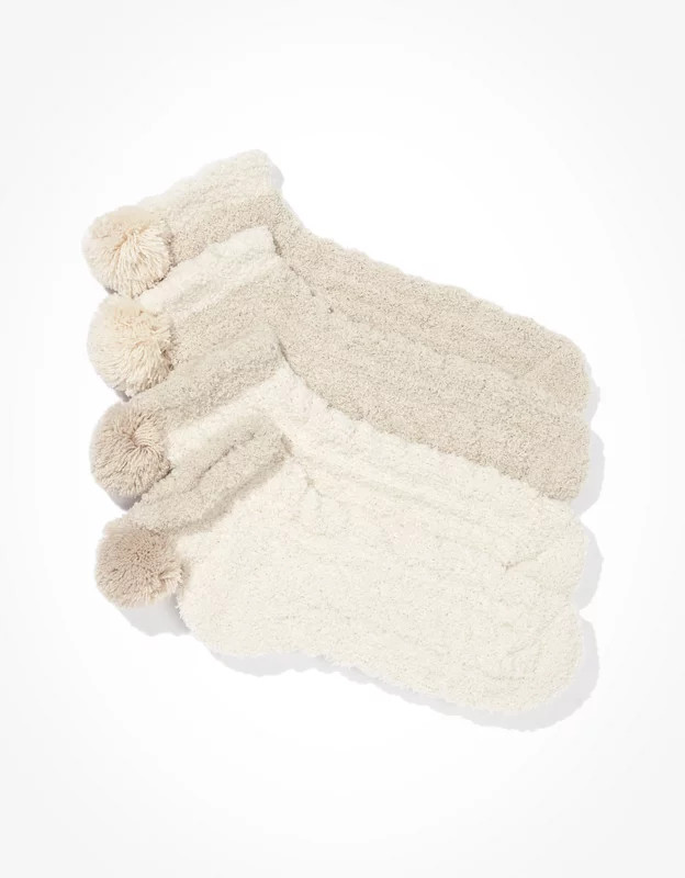 Lemon Cable Pom Pom Socks 2-Pack | American Eagle Outfitters (US & CA)