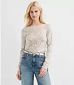 Sequin Long Sleeve Tee | LOFT