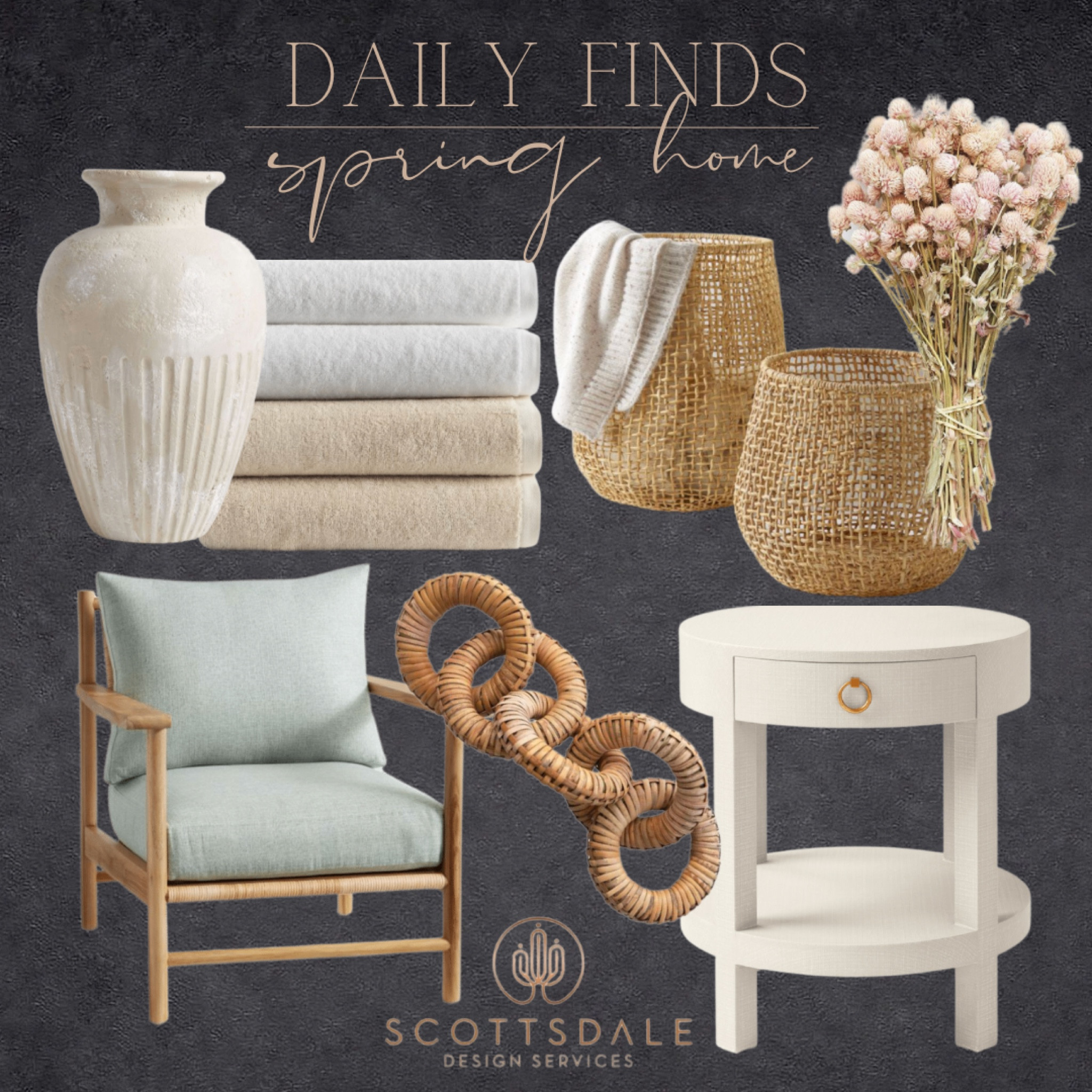 Fresh spring home decor🤍

Accent table, nightstand, vase, bath towels, dried flowers, floor basket, spring decor, woven chains

#LTKhome #LTKfamily #LTKFind