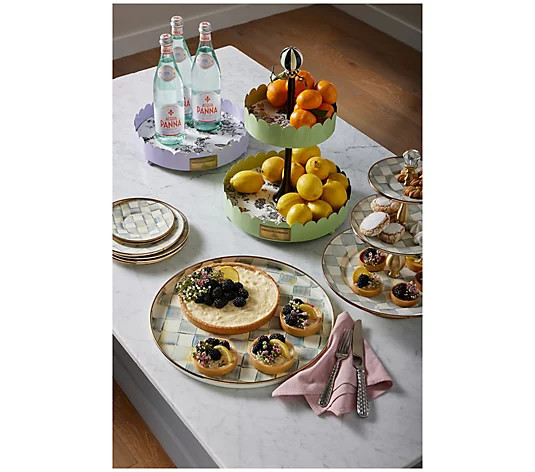 MacKenzie-Childs Butterfly Toile Two Tiered Stand - QVC.com | QVC