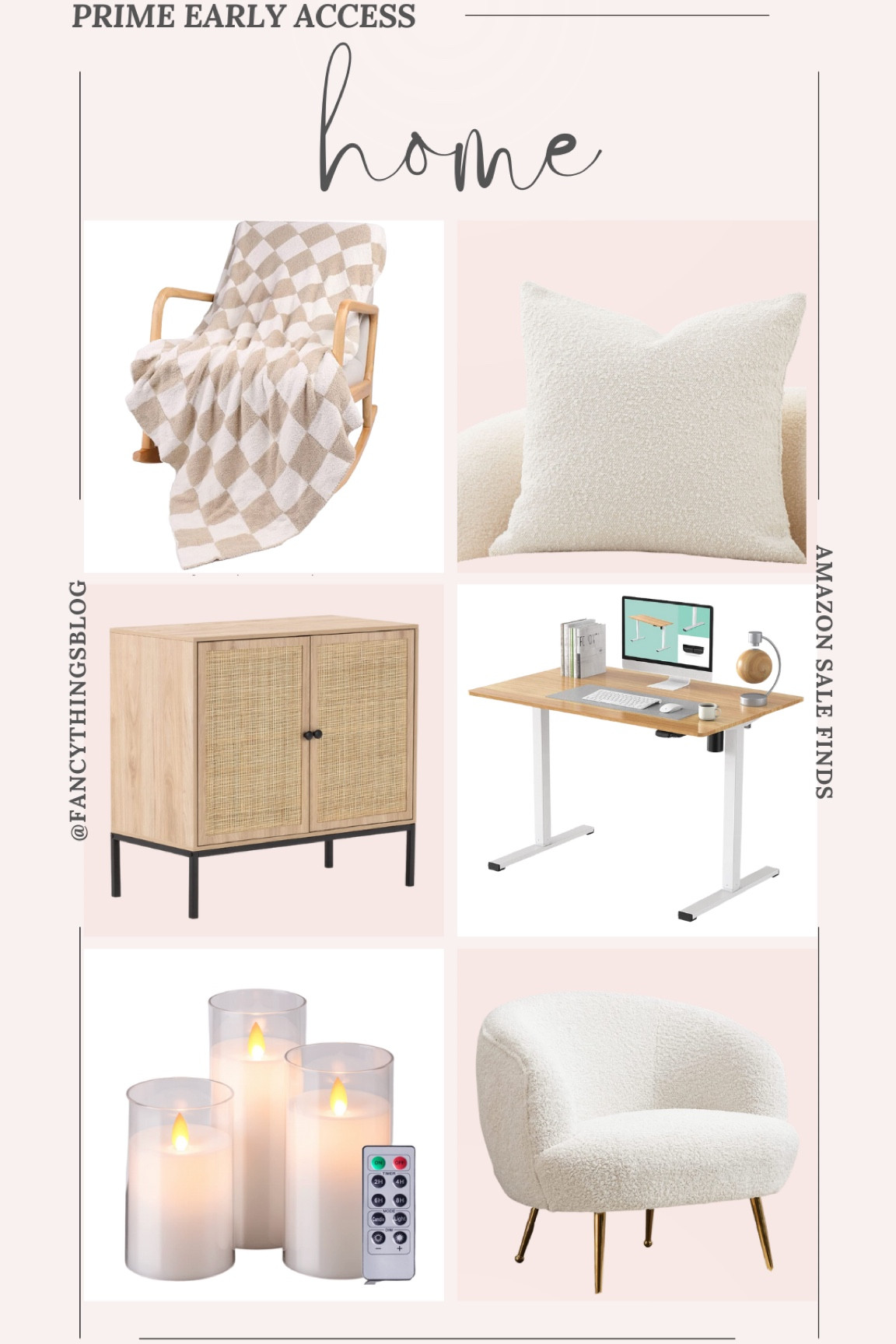 Prime early access home favorites! 

Amazon prime day, sherpa chair, boucle pillow, checkered blanket, flame less candles, standing desk, cozy, cane furniture 

#LTKunder100 #LTKsalealert #LTKhome