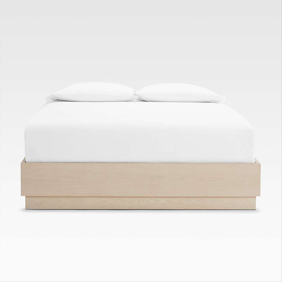 Batten Brown Oak King Plinth-Base Bed + Reviews | Crate & Barrel | Crate & Barrel