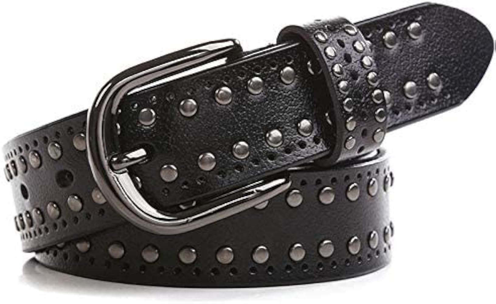 YCMI Womens Circle Studded Leather Belt, Punk Rock Rivets-Belt Ladies Belt for Jeans Pants Dresse... | Amazon (US)