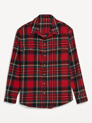 Long-Sleeve Plaid Flannel Boyfriend Tunic Shirt for Women | Old Navy (US)