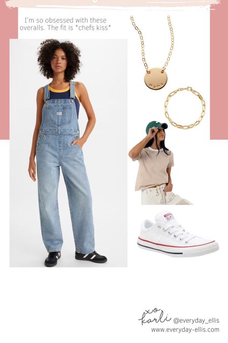 Carnival outfit. Summer fashion. Levi’s. Levi overalls. Overalls. Converse outfit. Made by Mary necklace  

#LTKshoecrush #LTKstyletip #LTKSeasonal