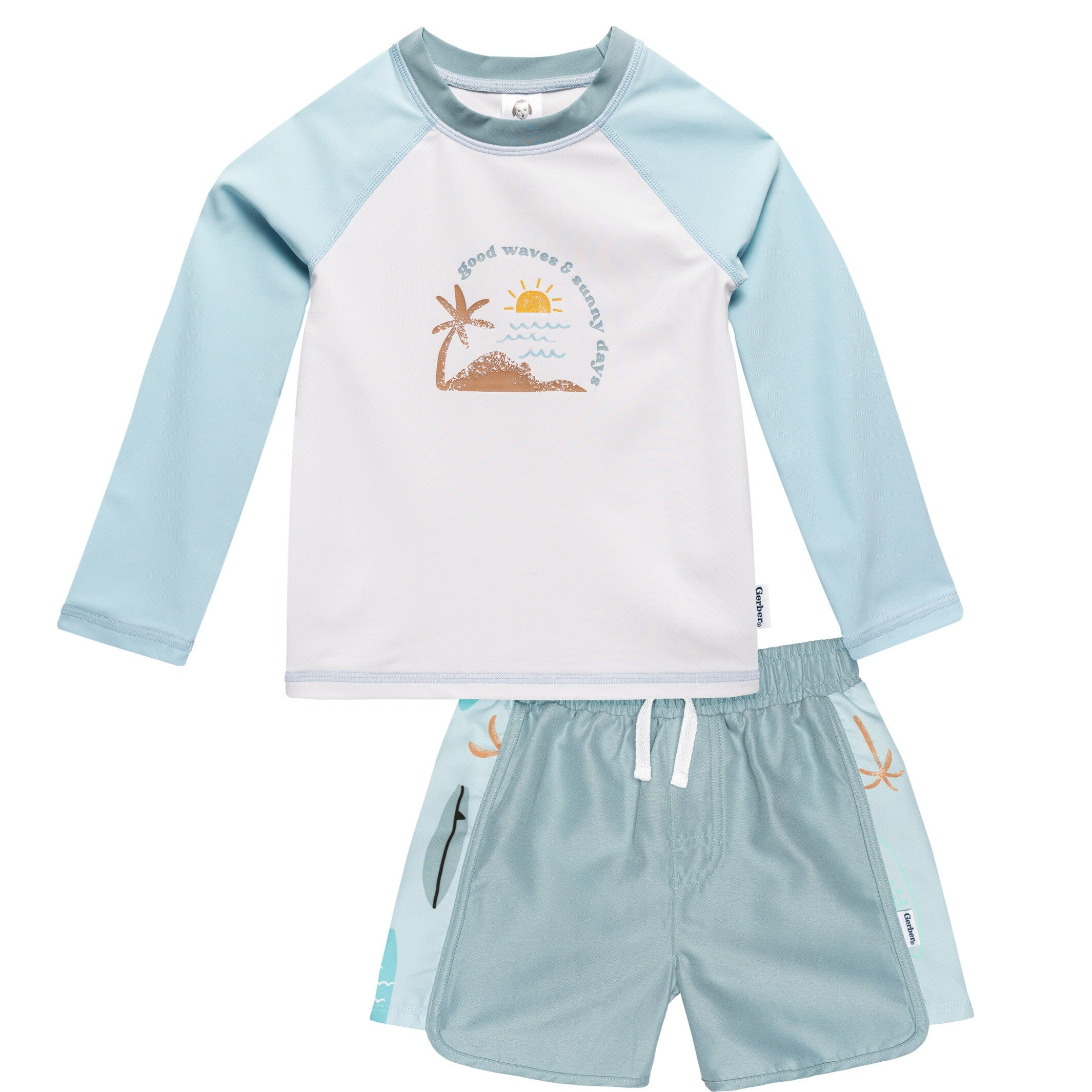 2-Piece Baby & Toddler Boys UPF 50+ Surf Rash Guard & Swim Trunks Set | Gerber Childrenswear