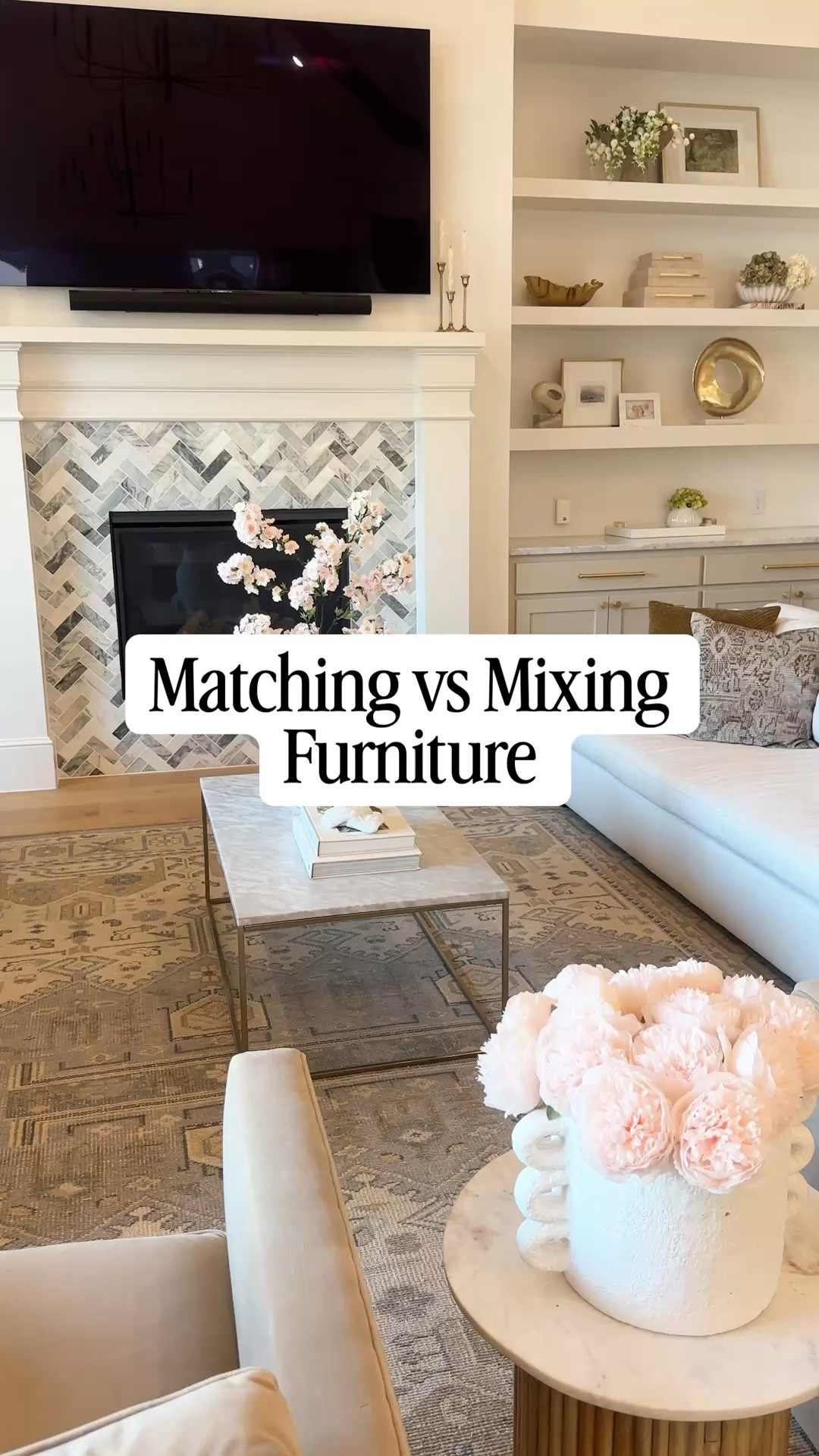 To create a more designed look, mix - don’t match furniture sets. This doesn’t mean everything doesn’t match. Here we have a pair of chairs with a pair of couches. Material, style and shape variety will give it a more custom look. Linked all the exact pieces I could find and a few alternatives 🤍

#LTKHome