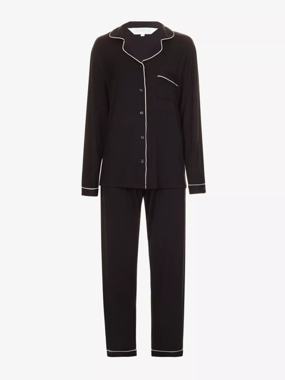 Rayon piped stretch-jersey pyjama set | Selfridges