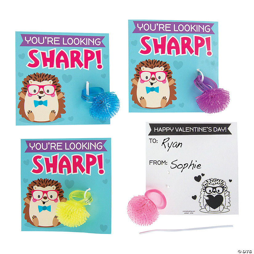 Hedgehog Flashing Ring Valentine Exchanges with Card for 36 | Oriental Trading Company