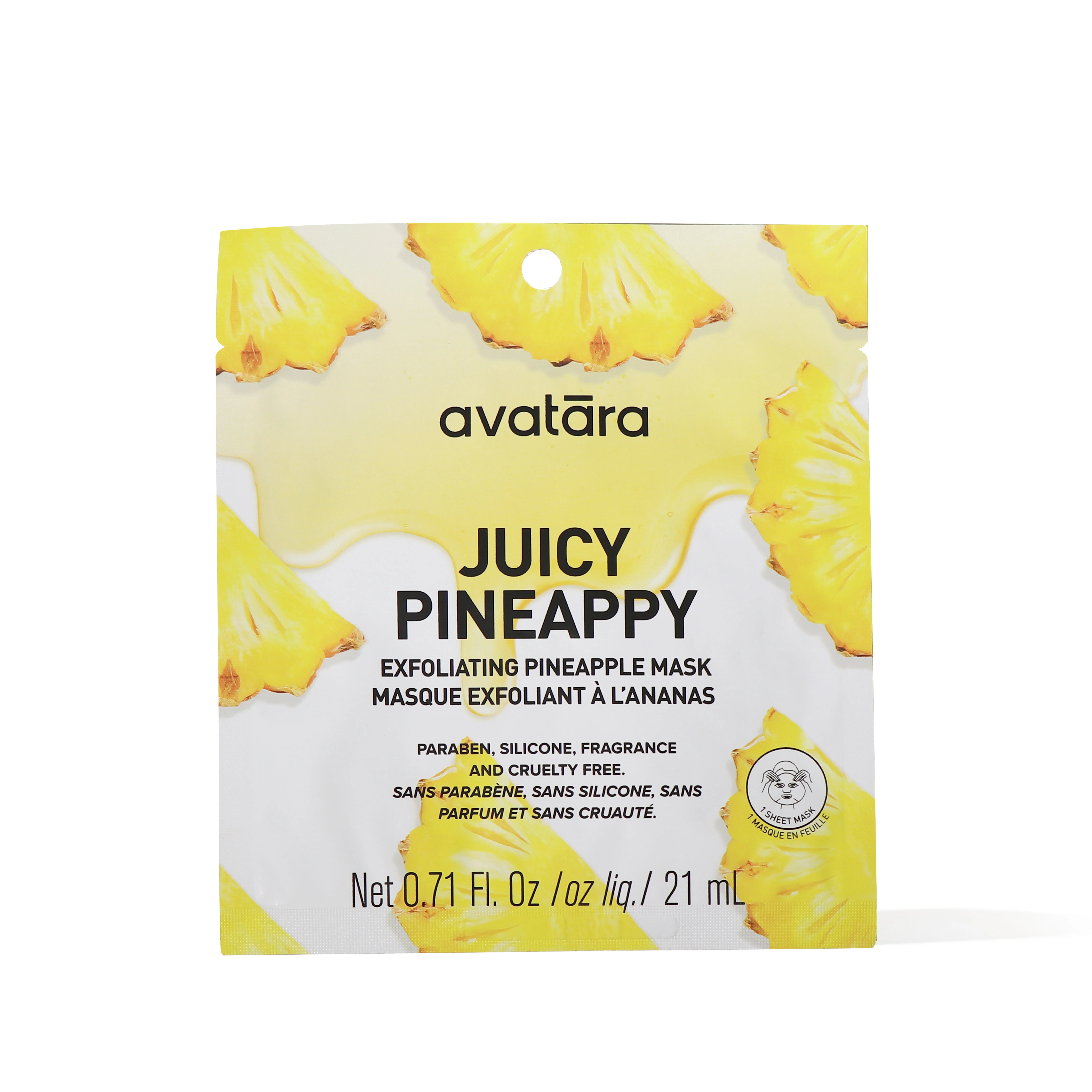 Avatara Juicy Pineappy Exfoliating Pineapple Face Mask for All Skin Types, 1 Sheet Mask | Walmart (US)