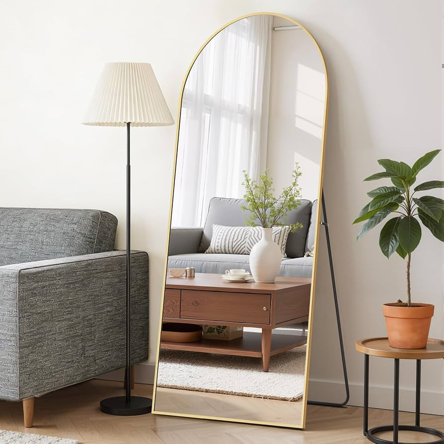 Mirror Full Length 64"x21" Full Body Floor Mirror with Stand, Shatterproof Glass, Aluminum Alloy ... | Amazon (US)