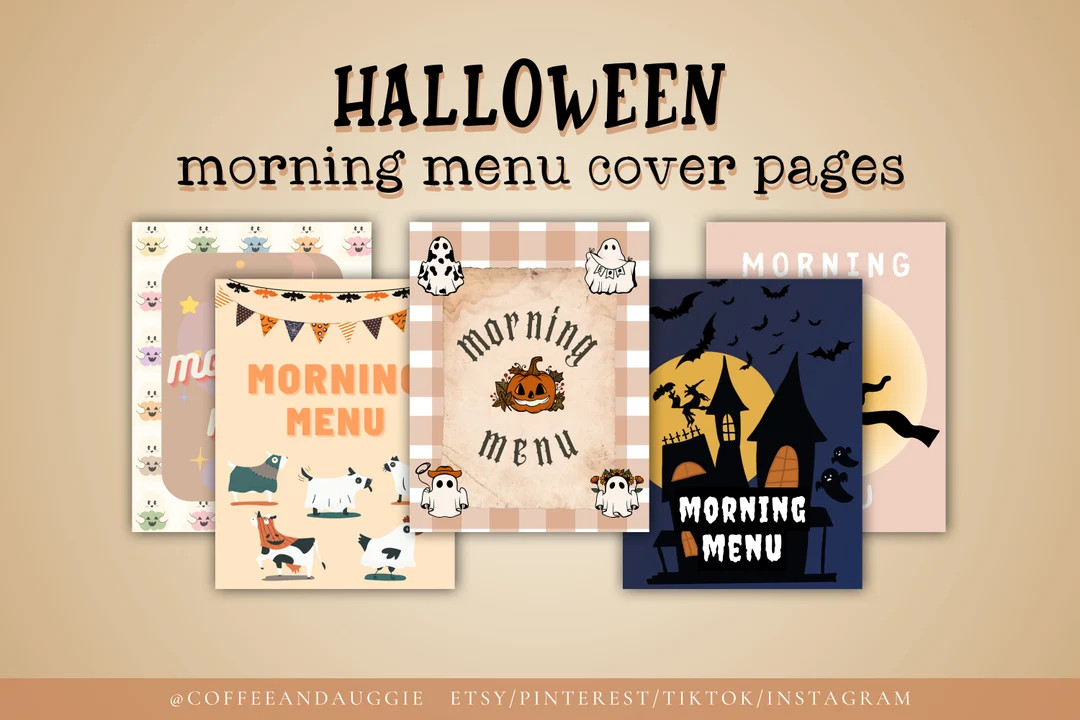 5 Halloween Morning Menu Cover Pages ONLY, Halloween Activity Pages, Halloween Activity Sheets, C... | Etsy (US)