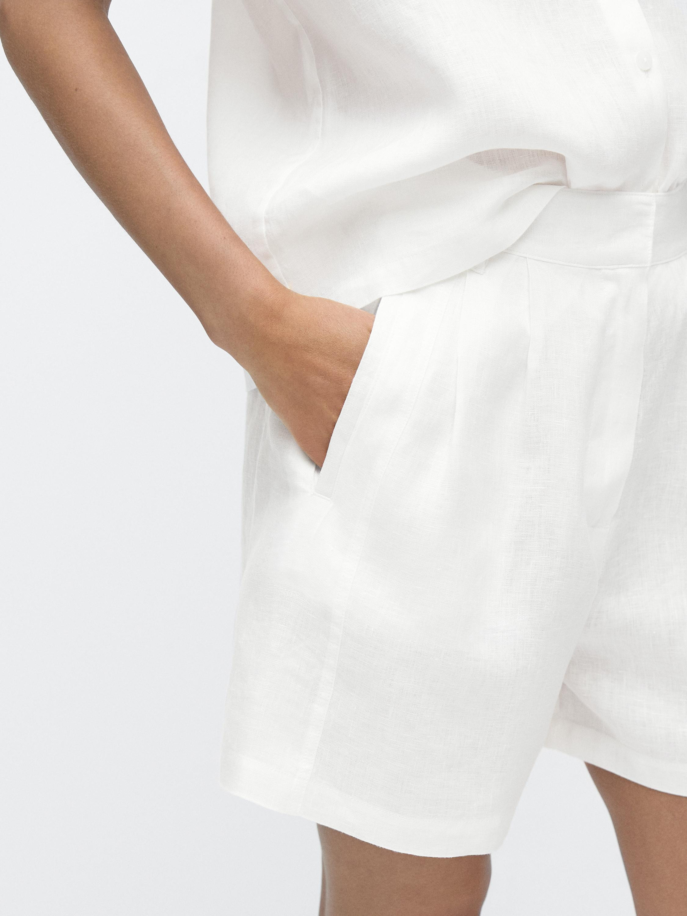 100% linen long Bermuda shorts with darts | Massimo Dutti US