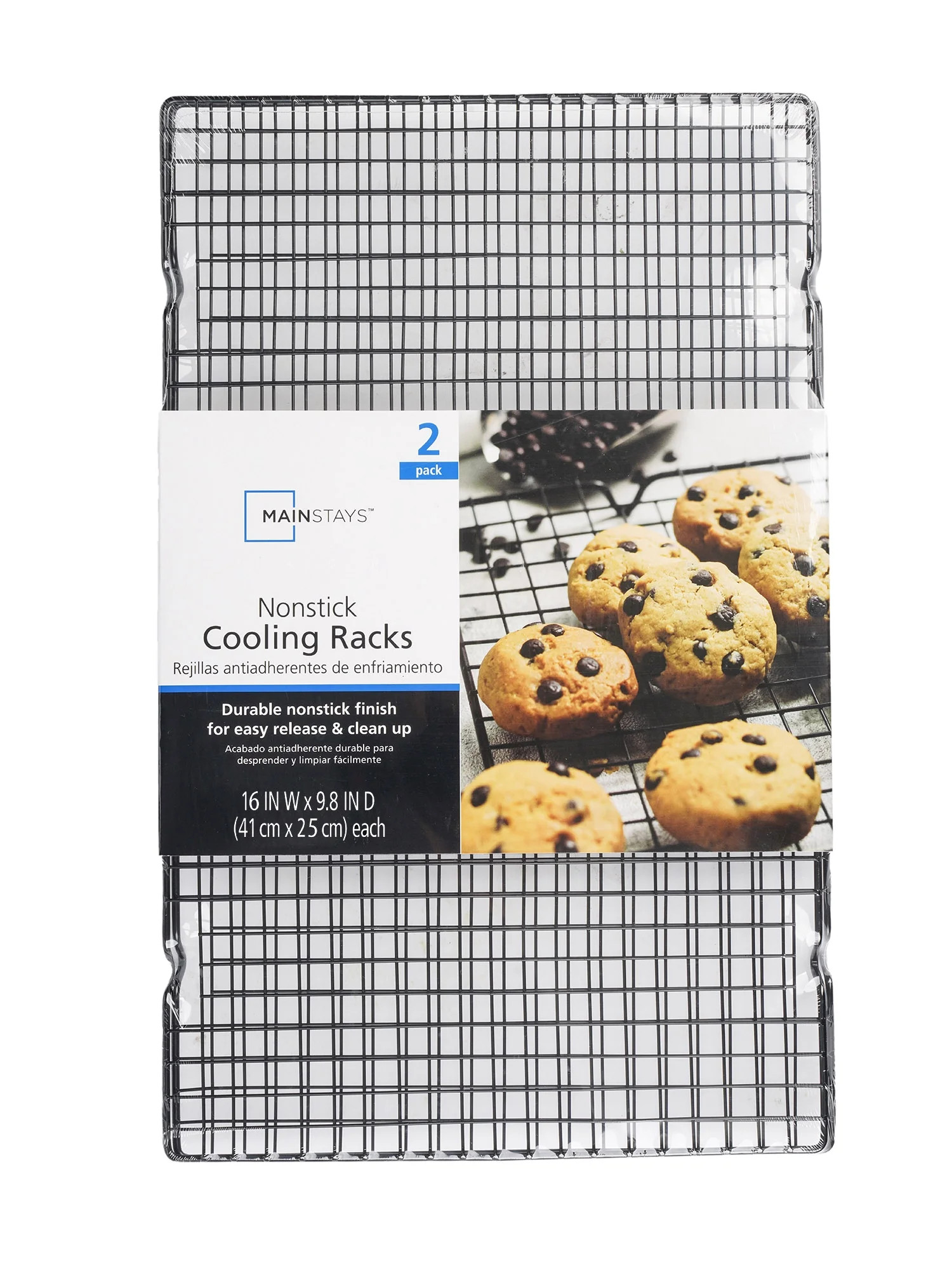 Mainstays Nonstick Carbon Steel Cooling Rack, 10" x 16", Black, Set of 2, Rectangular | Walmart (US)