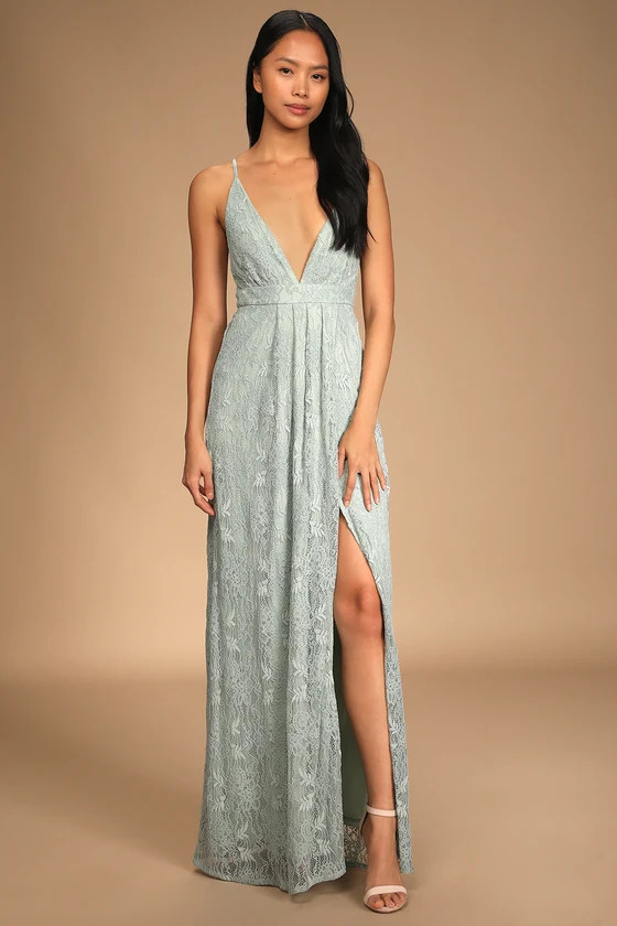 Stolen Moments Mint Lace-Up Lace Maxi Dress | Lulus (US)