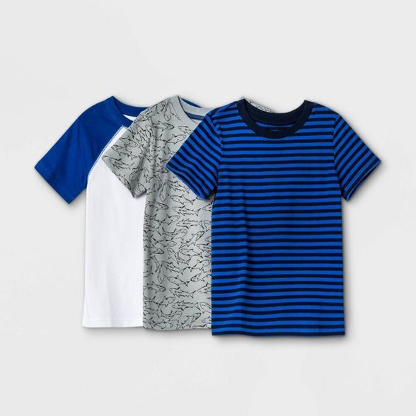 Toddler Boys' 3pk Crew Neck Short Sleeve T-Shirt - Cat & Jack™ Blue | Target
