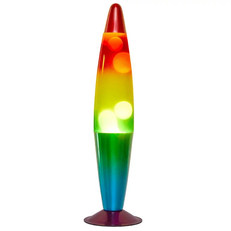 Urban Shop, 16" Rainbow Lava Motion Volcano Lamp, White Wax, Rainbow Painted Metal Base, LED | Walmart (US)
