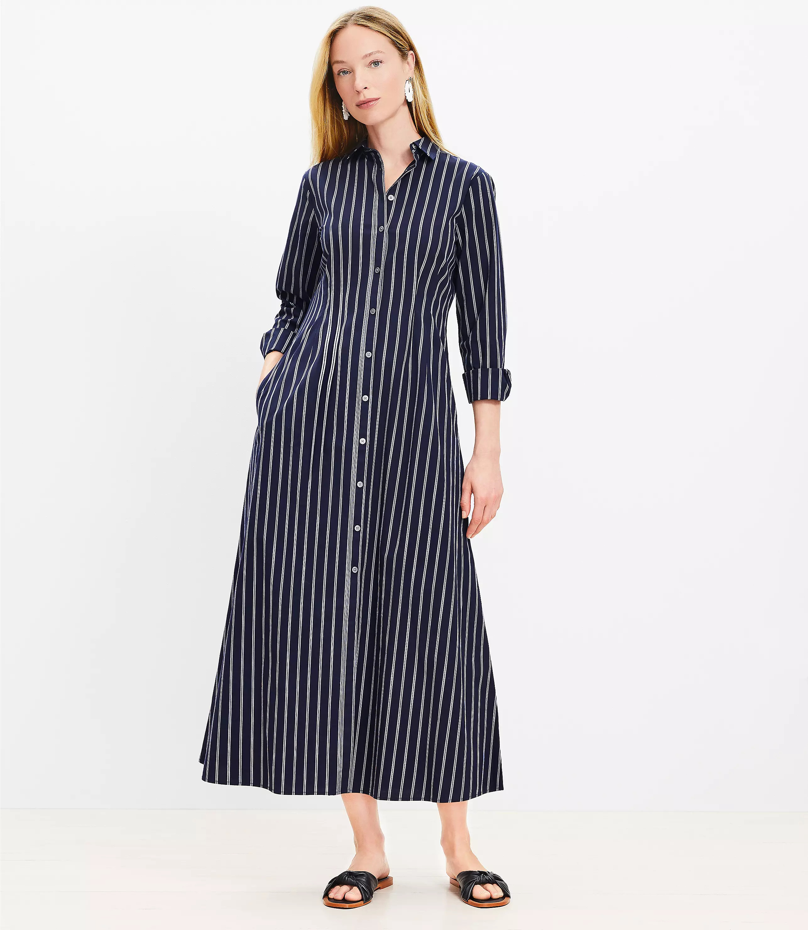 Striped Maxi Shirtdress | LOFT