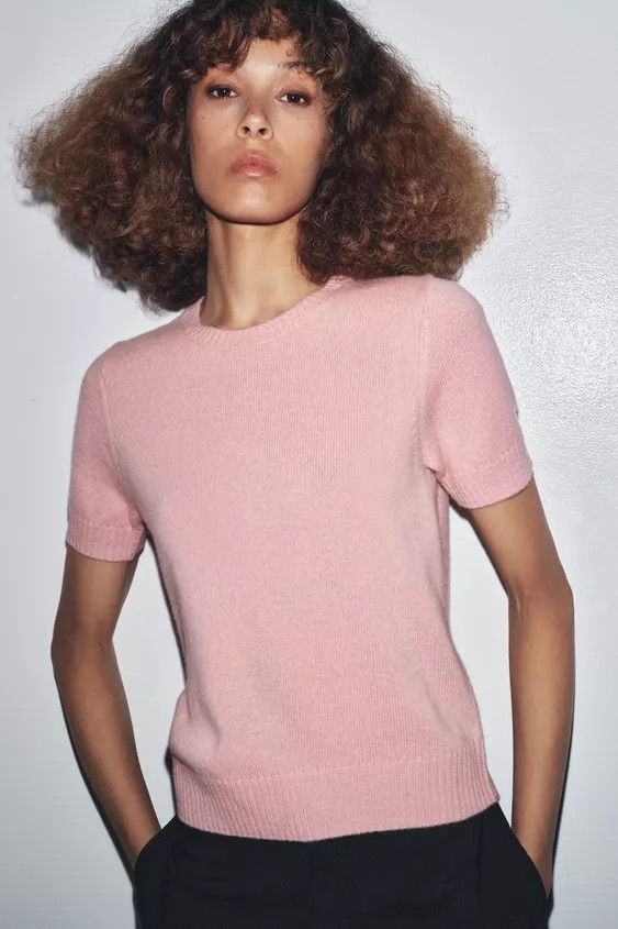 100% WOOL SHORT SLEEVE TOP | Zara US